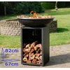 Image de RJRoyal Living Plancha grill BBQ Amigo grillring met hoes en houtopslag vuurschaal rvs buitenkeuken grillring voor buiten 67x67x92cm