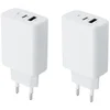 Image de 2 stuks OneOne 30W super snellader met 2 poorten. Witte oplader met USB C en USB A. PD en Quick Charge lader adapter past op Google Pixel 7, 7 Pro, 8, 8a, 8 Pro, 9, 9 Pro, 9 Pro XL, 9 Fold, 10, 10 Pro, 10 Pro XL, 10 Fold, C, XL