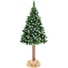 Image de Kunstkerstboom 160 cm - met houten stam - sneeuw en dennenappels