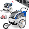 Image de Fietskar kind - fietsaanhanger - 2-zits - veerdemping - blauw