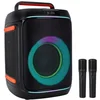 Image de Woxom Boost Bluetooth Speaker   Draadloze Party Speaker met LED Verlichting   Met Draadloze Microfoonset - 10 Uur Batterijduur
