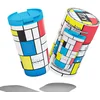 Image de IZY Drinkfles - Prints - Mondriaan - Inclusief donatie - Koffiebeker to go - Thermosbeker - RVS - 6 uur lang warm - 350 ml