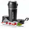 Image de nutribullet Flip - Blender To Go - Draadloze Blender - Oplaadbare Blender - Smoothie Maker - RVS Thermos Beker - Incl. RVS Rietje en Schoonmaakborstel - Zwart