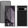 Image de Hoesje geschikt voor Google Pixel 8 Pro + Privé Screenprotector   Privacy Tempered Glass - Case Transparant