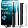 Image de Philips Sonicare 3100 Series   Elektrische Tandenborstel   Zwart/Roze   Wittere tanden   Met 2 tandenborstels & reisetui   HX4072/42