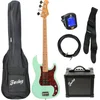 Image de Basgitaar starterset Fazley Sunset Series Piranha 4 Surf Green