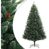 Image de vidaXL - Kunstkerstboom - met - scharnieren - en - rode - bessen - 240 - cm