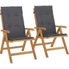 Image de vidaXL - Tuinstoelen - 2 - st - verstelbaar - met - kussens - massief - teakhout