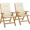 Image de vidaXL - Tuinstoelen - 2 - st - verstelbaar - met - kussens - massief - teakhout