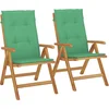 Image de vidaXL - Tuinstoelen - 2 - st - verstelbaar - met - kussens - massief - teakhout