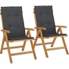 Image de vidaXL - Tuinstoelen - 2 - st - verstelbaar - met - kussens - massief - teakhout