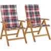 Image de vidaXL - Tuinstoelen - 2 - st - verstelbaar - met - kussens - massief - teakhout