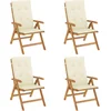 Image de vidaXL - Tuinstoelen - 4 - st - verstelbaar - met - kussens - massief - teakhout
