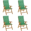 Image de vidaXL - Tuinstoelen - 4 - st - verstelbaar - met - kussens - massief - teakhout