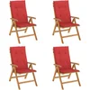 Image de vidaXL - Tuinstoelen - 4 - st - verstelbaar - met - kussens - massief - teakhout