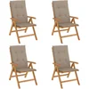 Image de vidaXL - Tuinstoelen - 4 - st - verstelbaar - met - kussens - massief - teakhout