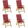 Image de vidaXL - Tuinstoelen - 4 - st - verstelbaar - met - kussens - massief - teakhout