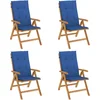 Image de vidaXL - Tuinstoelen - 4 - st - verstelbaar - met - kussens - massief - teakhout