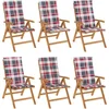 Image de vidaXL - Tuinstoelen - 6 - st - verstelbaar - met - kussens - massief - teakhout
