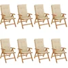 Image de vidaXL - Verstelbare - klapstoelen - met - kussens, - 8 - stuks, - massief - teakhout