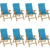 Image de vidaXL - Tuinstoelen - 8 - st - verstelbaar - met - kussens - massief - teakhout