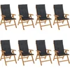 Image de vidaXL - Tuinstoelen - 8 - st - verstelbaar - met - kussens - massief - teakhout