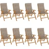 Image de vidaXL - Tuinstoelen - 8 - st - verstelbaar - met - kussens - massief - teakhout