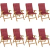 Image de vidaXL - Tuinstoelen - 8 - st - verstelbaar - met - kussens - massief - teakhout