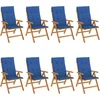 Image de vidaXL - Tuinstoelen - 8 - st - verstelbaar - met - kussens - massief - teakhout