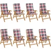 Image de vidaXL - Tuinstoelen - 8 - st - verstelbaar - met - kussens - massief - teakhout