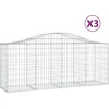 Image de vidaXL - Schanskorven - 3 - st - gewelfd - 200x50x80/100 - cm - gegalvaniseerd - ijzer