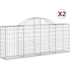 Image de vidaXL - Schanskorven - 2 - st - gewelfd - 200x30x80/100 - cm - gegalvaniseerd - ijzer