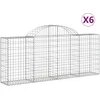 Image de vidaXL - Schanskorven - 6 - st - gewelfd - 200x30x80/100 - cm - gegalvaniseerd - ijzer
