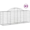 Image de vidaXL - Schanskorven - 3 - st - gewelfd - 200x50x80/100 - cm - gegalvaniseerd - ijzer