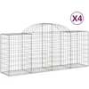 Image de vidaXL - Schanskorven - 4 - st - gewelfd - 200x50x80/100 - cm - gegalvaniseerd - ijzer