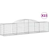 Image de vidaXL - Schanskorven - 15 - st - gewelfd - 300x50x60/80 - cm - gegalvaniseerd - ijzer