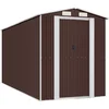 Image de vidaXL - Tuinschuur - 192x440x223 - cm - gegalvaniseerd - staal - donkerbruin