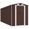 Image de vidaXL - Tuinschuur - 192x523x223 - cm - gegalvaniseerd - staal - donkerbruin