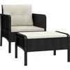 Image de vidaXL - 2-delige - Loungeset - met - kussens - poly - rattan - zwart