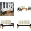 Image de vidaXL - 4-delige - Loungeset - met - kussens - poly - rattan - en - massief - hout