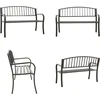 Image de vidaXL - Tuinbank - 120 - cm - staal - grijs