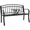 Image de vidaXL - Tuinbank - met - tafel - 120 - cm - staal - zwart