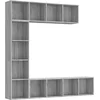 Image de vidaXL - 3-delige - boekenkast- - / - tv-meubelset - 180x30x180 - cm - grijs - sonoma