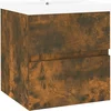 Image de vidaXL - Wastafelkast - met - ingebouwde - wasbak - bewerkt - hout - gerookt - eiken