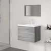 Image de vidaXL - Badkamermeubelset - bewerkt - hout - grijs - sonoma - eikenkleurig