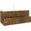 Image de vidaXL - Wastafelkast - met - ingebouwde - wasbak - bewerkt - hout - gerookt - eiken