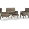 Image de vidaXL - 4-delige - Loungeset - met - kussens - poly - rattan - grijs