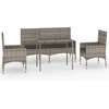 Image de vidaXL - 4-delige - Loungeset - met - kussens - poly - rattan - grijs