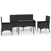 Image de vidaXL - 4-delige - Loungeset - met - kussens - poly - rattan - zwart