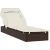 Image de vidaXL - Ligbed - met - inklapbaar - dak - 213x63x97 - cm - poly - rattan - bruin